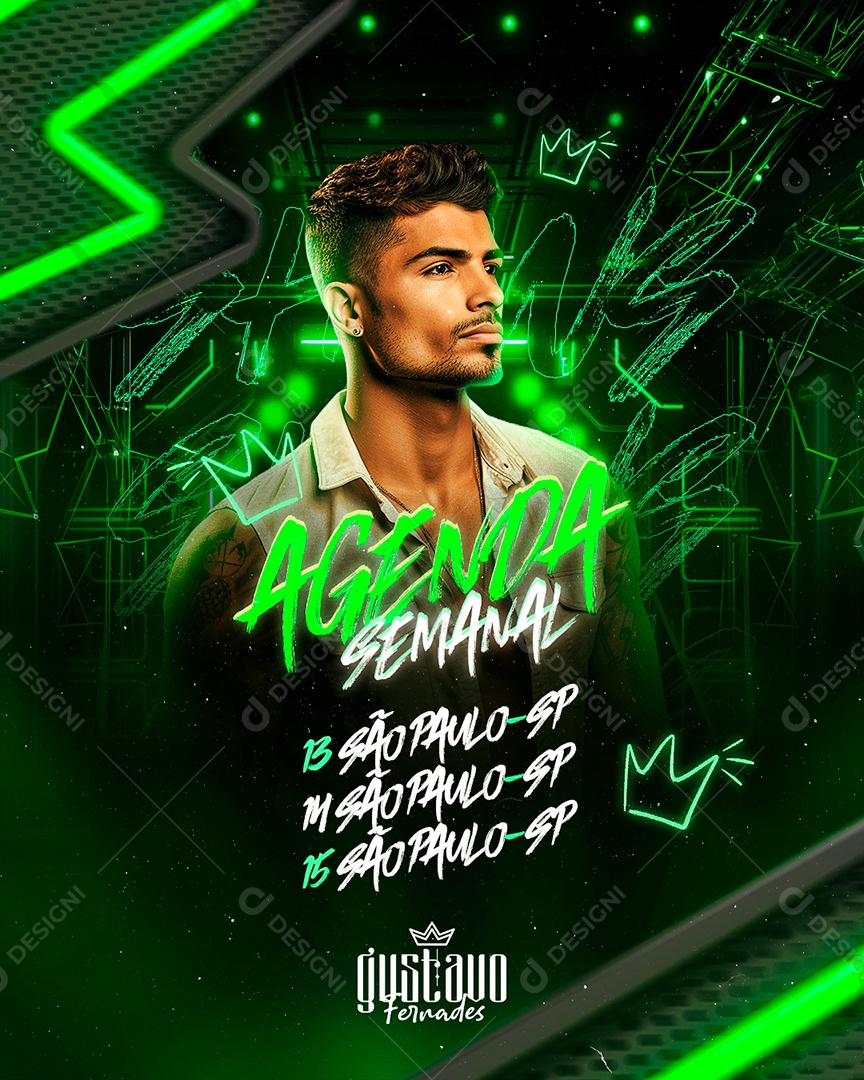 Flyer Gustavo Fernades Agenda Semanal Social Media PSD Editável