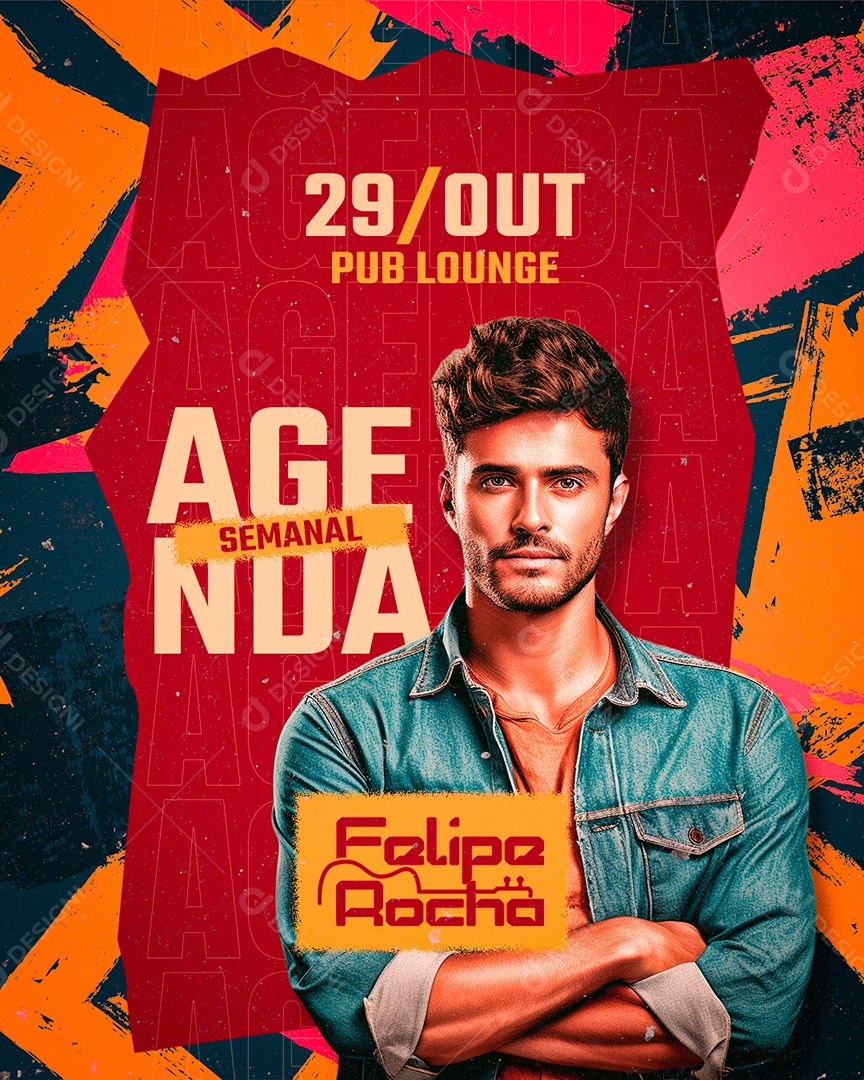 Flyer Agenda Semanal Felipe Rocha Social Media PSD Editável