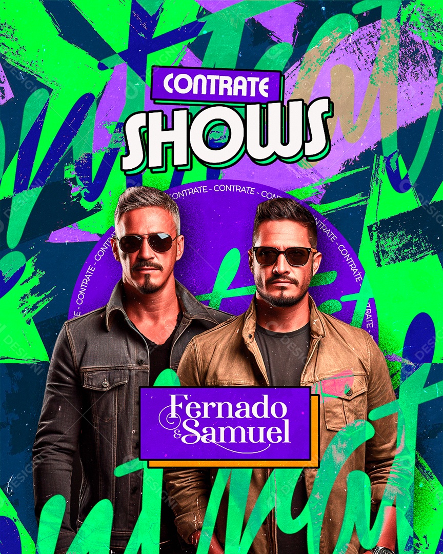 Flyer Contrate Shows Fernado & Samuel Social Media PSD Editável