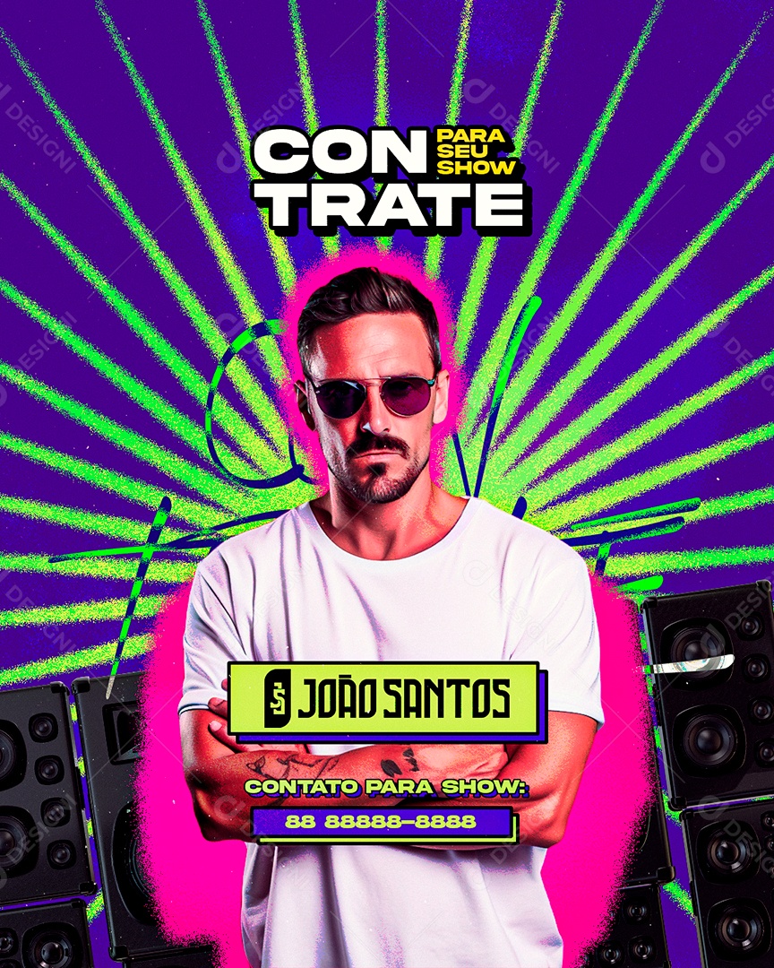 Flyer Contrate para seu Show João Santos Social Media PSD Editável