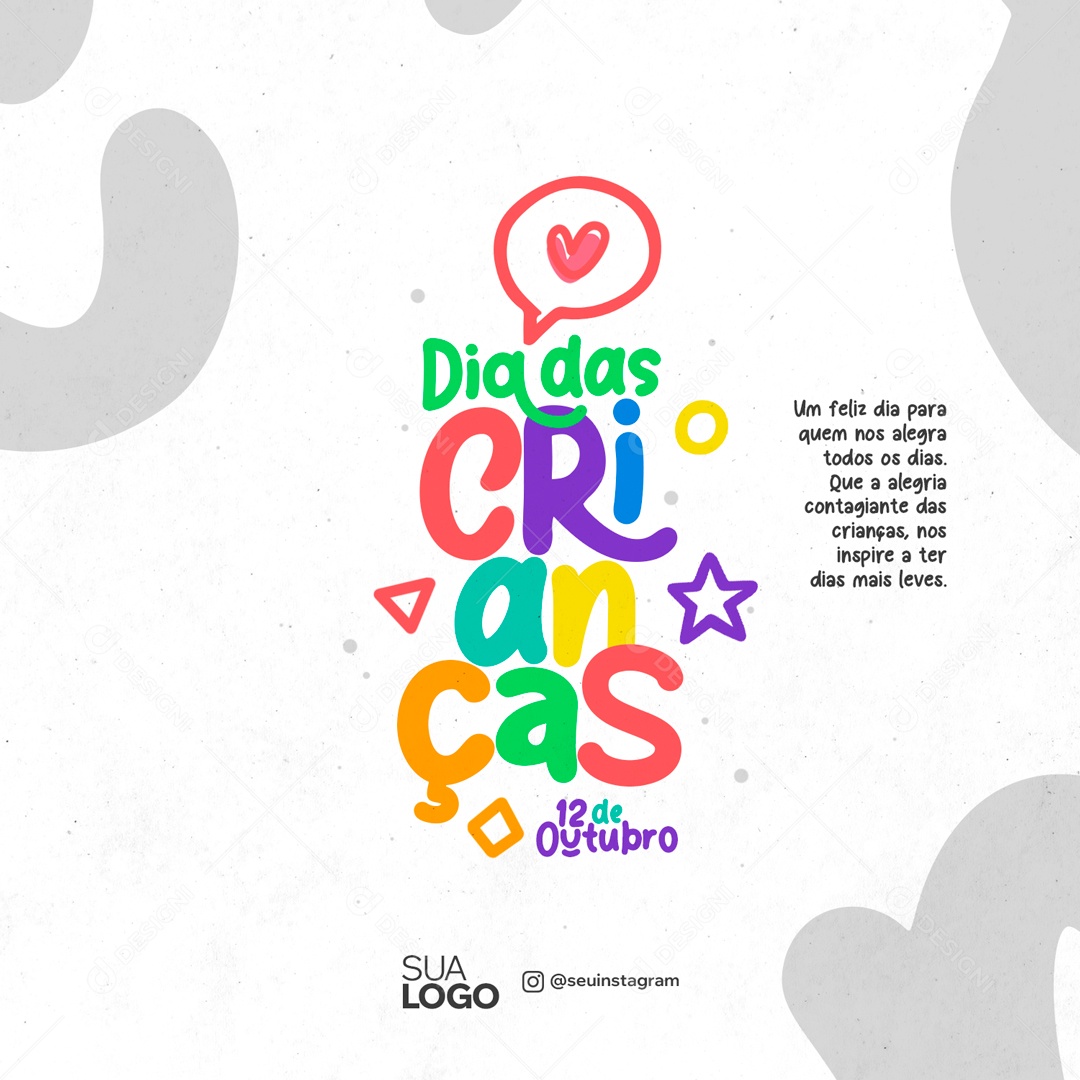 Social Media Nos Alegra Dia Das Crianças 12 De Outubro PSD Editável