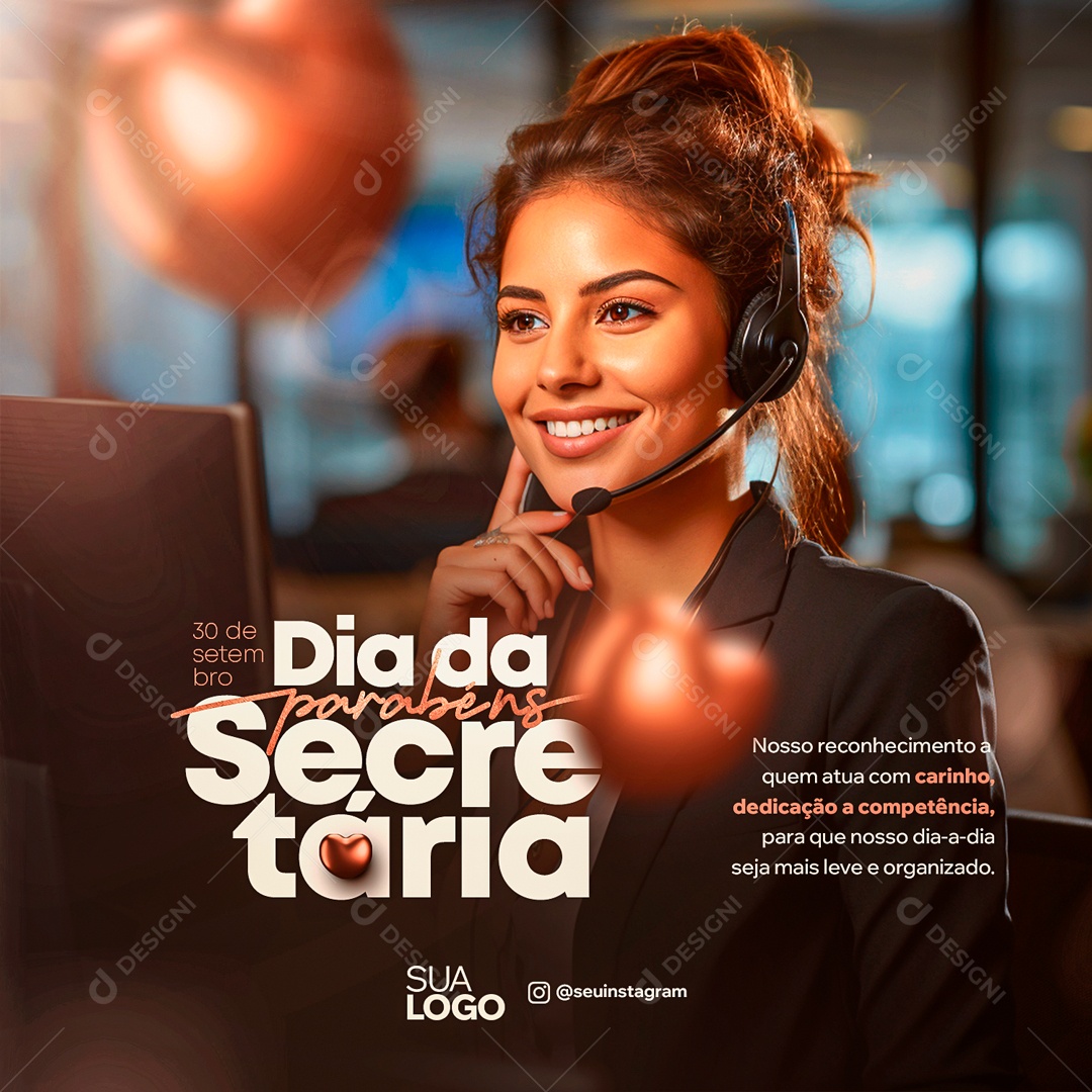 Social Media Dia Da Secretária Parabéns PSD Editável