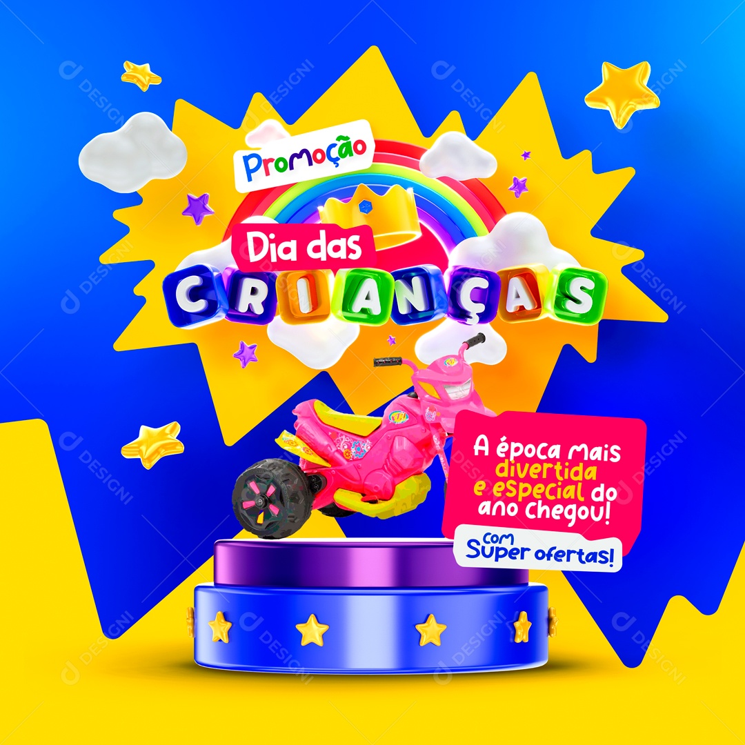 Social Media Promoção Dia Das Crianças Super Ofertas PSD Editável