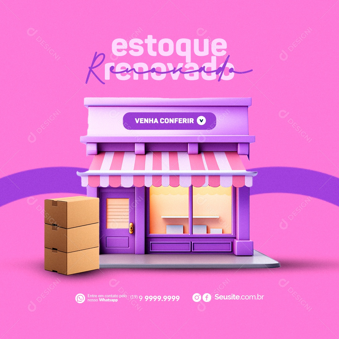 Estoque Renovado Loja de Roupas Venha Conferi Social Media PSD Editável