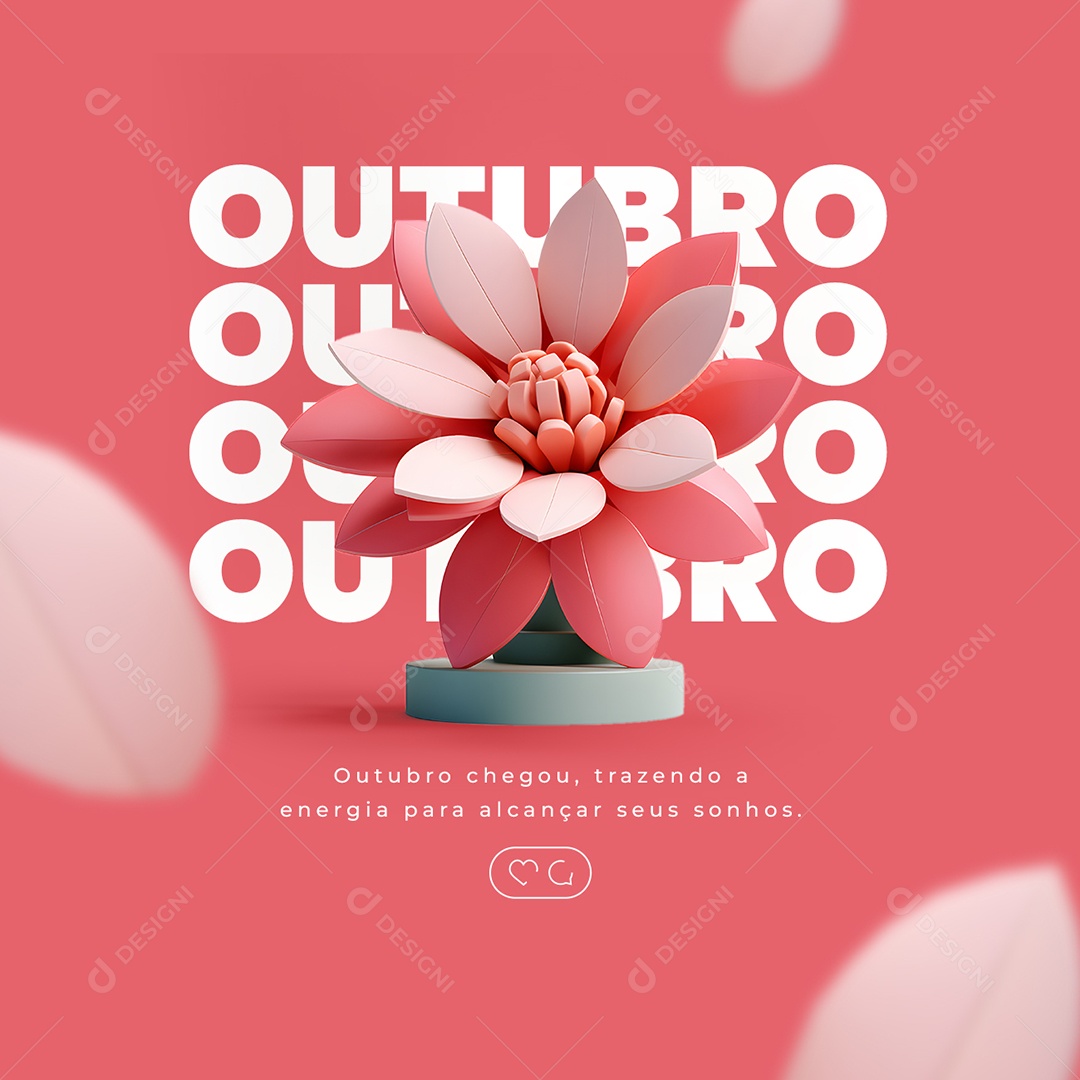 Bem Vindo Outubro Chegou Trazendo Energia Social Media PSD Editável