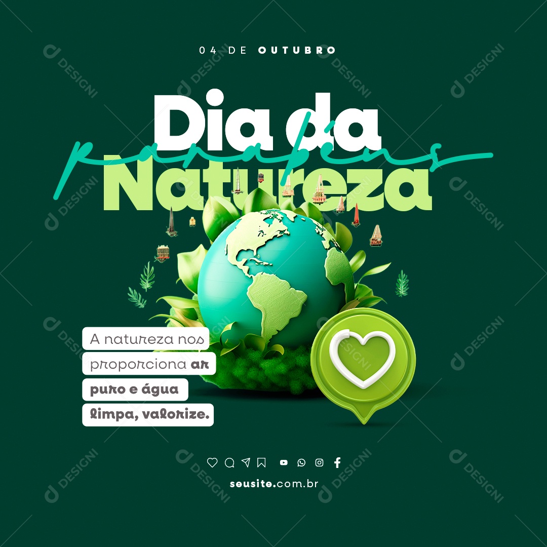 Dia Da Natureza Parabéns 04 de Outubro Social Media PSD Editável