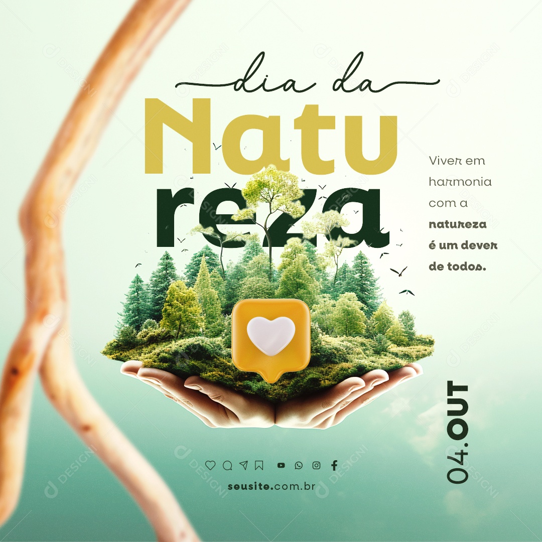 Dia Da Natureza 04 de Outubro Social Media PSD Editável