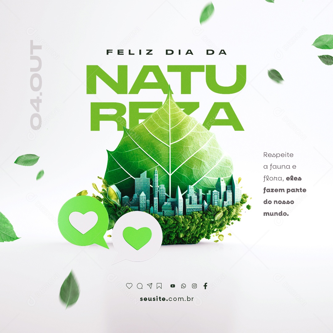 Feliz Dia Da Natureza 04 de Outubro Social Media PSD Editável