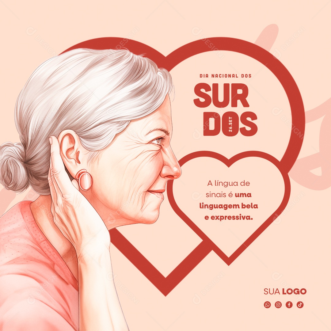 Dia Nacional dos Surdos 26 de Setembro Social Media PSD Editável