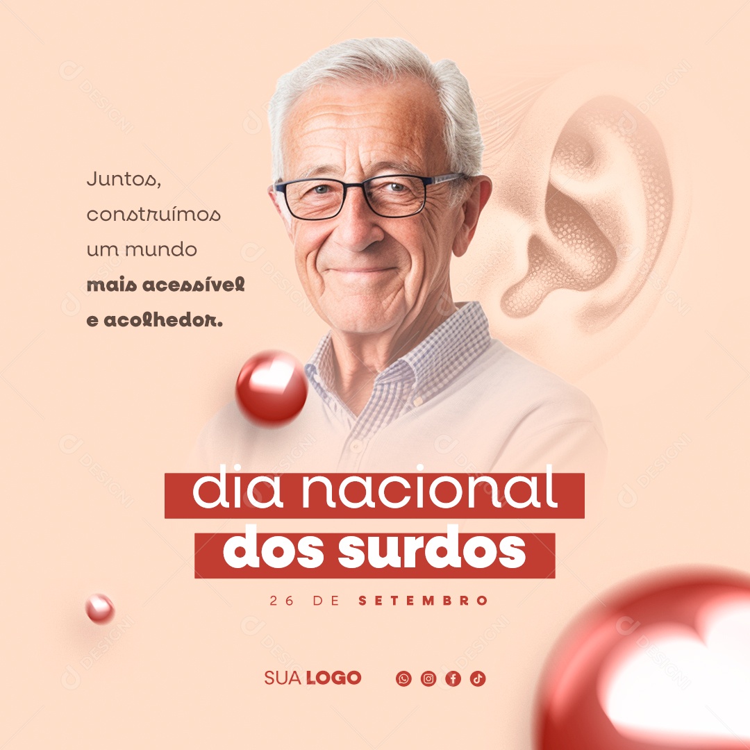 Social Media Dia Nacional dos Surdos 26 de Setembro PSD Editável