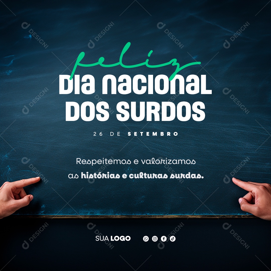 Dia Nacional dos Surdos 26 de Setembro Social Media PSD Editável