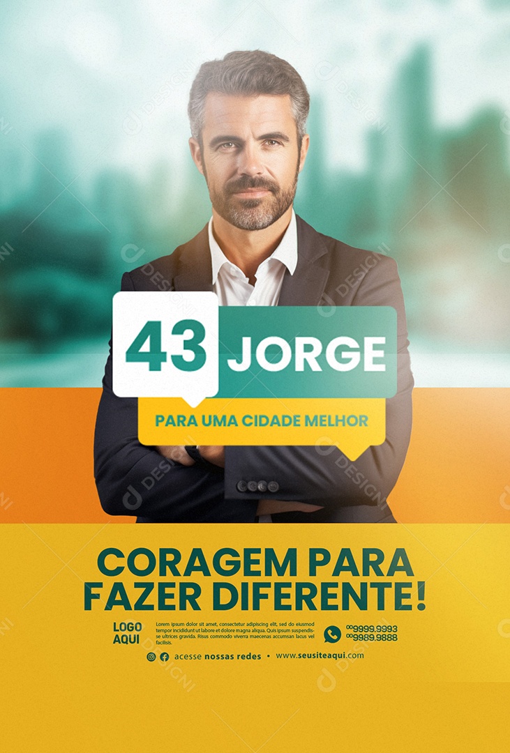 Política Coragem para Fazer Diferente 43 Jorge Social Media PSD Editável