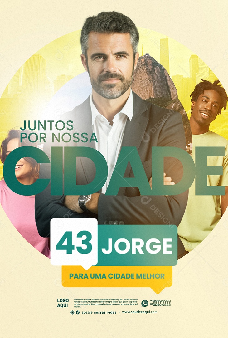 Política Juntos por Nossa Cidade 43 Jorge Social Media PSD Editável