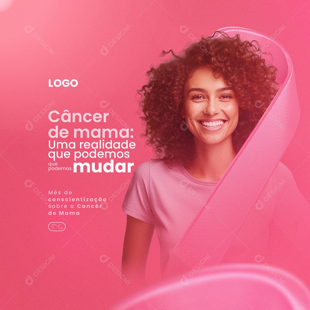 Outubro Rosa Mês de Prevenção Contra o Câncer de Mama Social Media PSD Editável