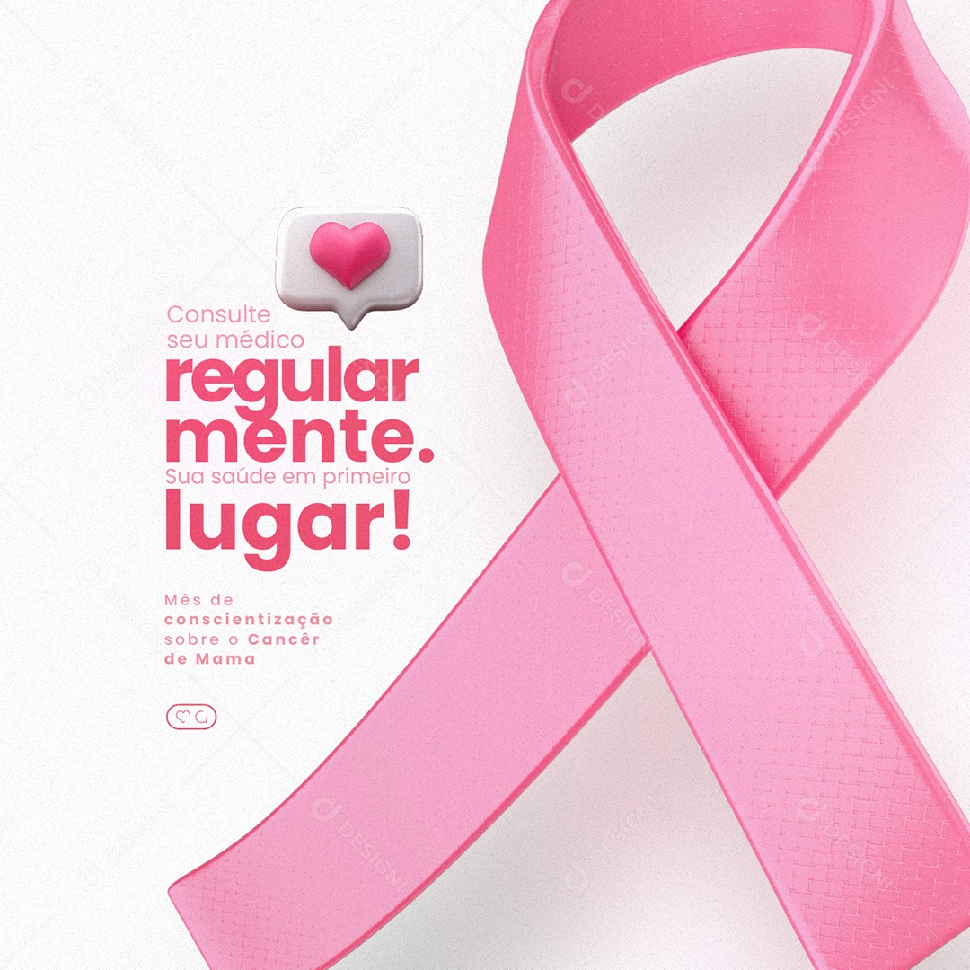 Outubro Rosa Consulte seu Médico Regularmente Social Media PSD Editável