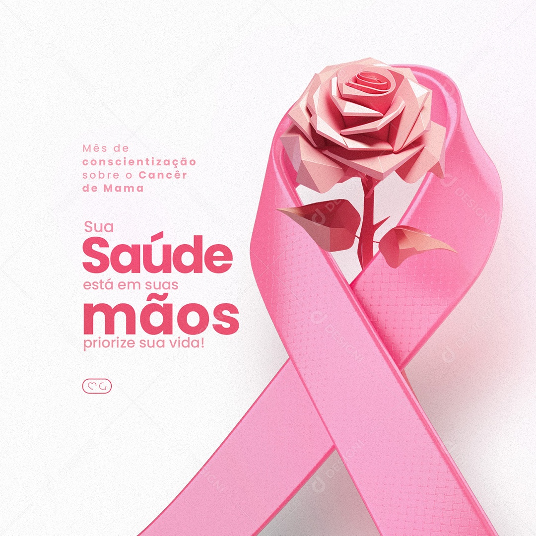 Outubro Rosa Mês de Prevenção Contra o Câncer de Mama Social Media PSD Editável