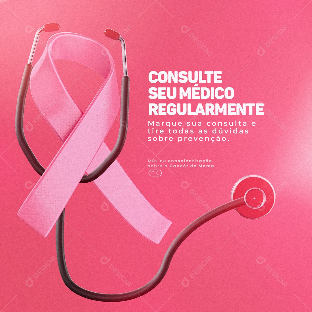 Outubro Rosa Consulte seu Médico Regularmente Social Media PSD Editável