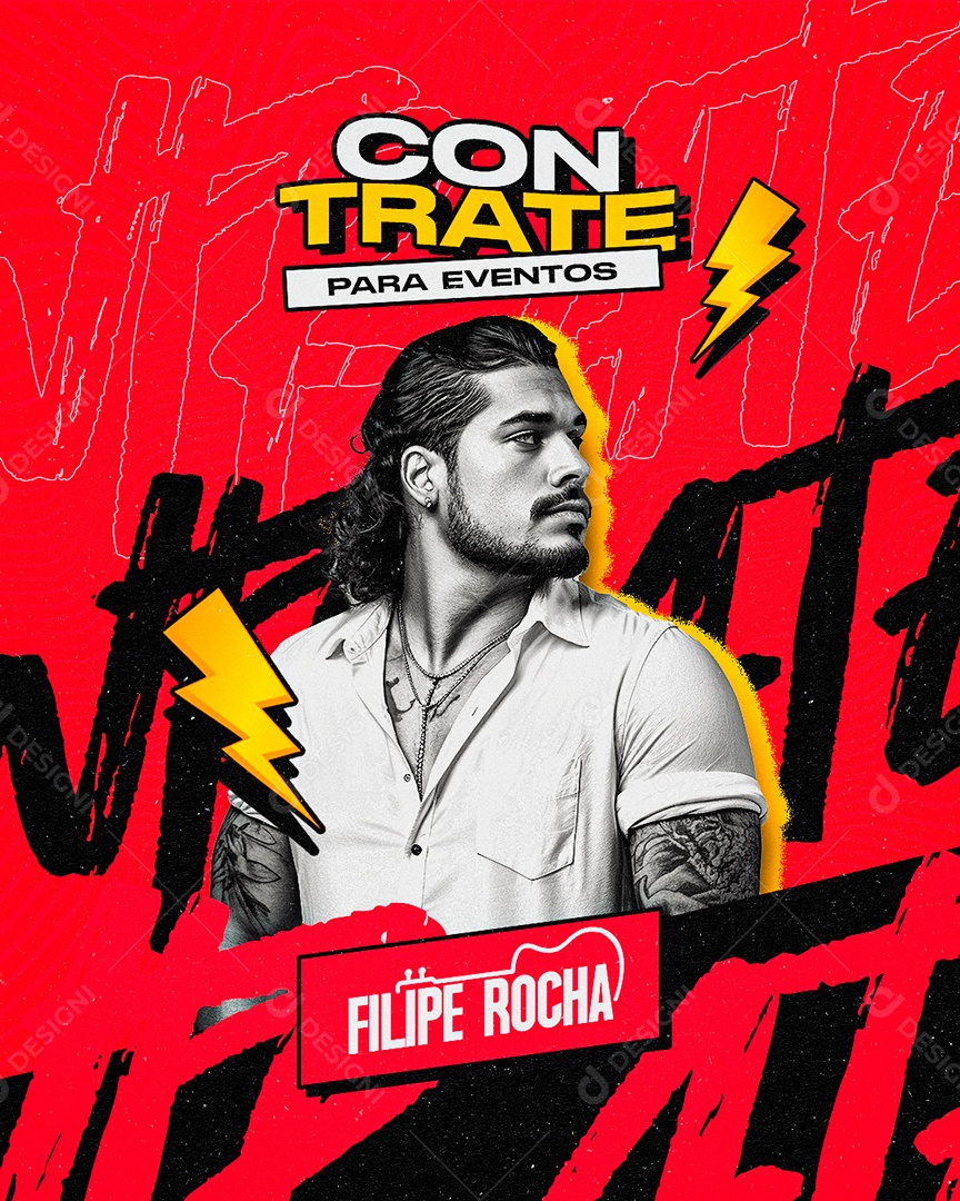 Flyer Contrate para Eventos Filipe Rocha Social Media PSD Editável