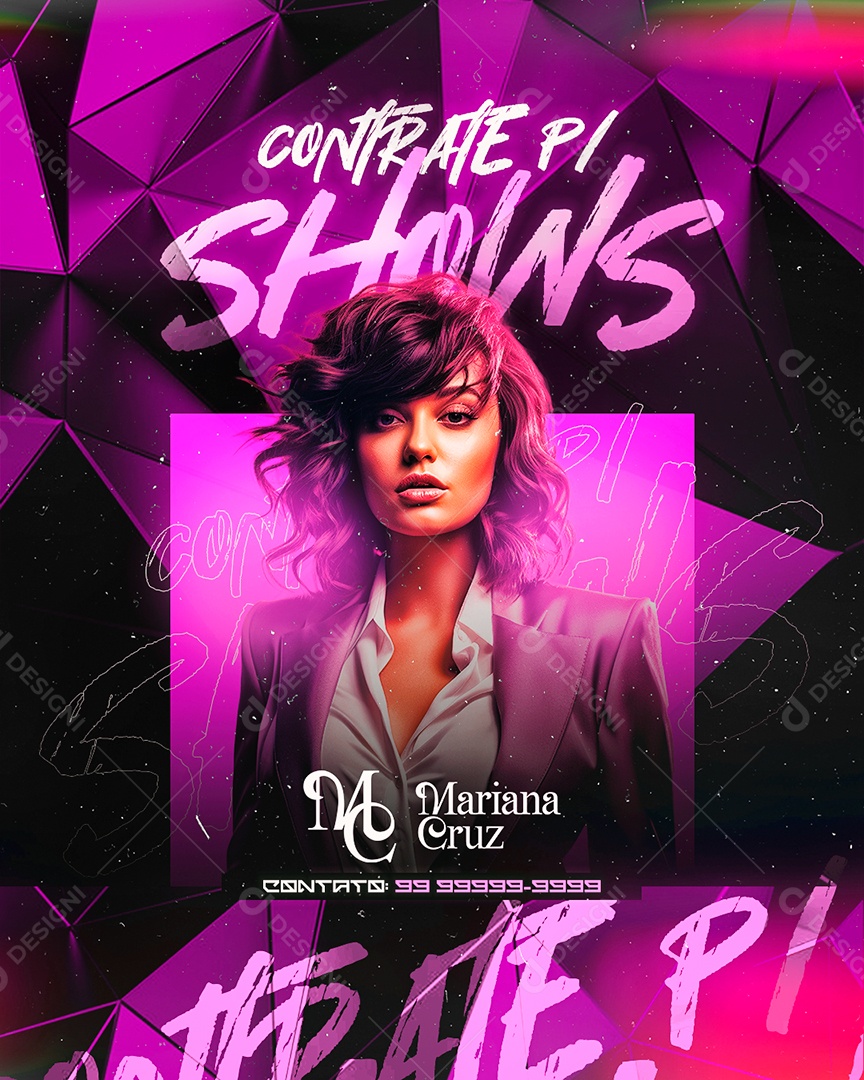 Flyer Contrate para Shows Mariana Cruz Social Media PSD Editável