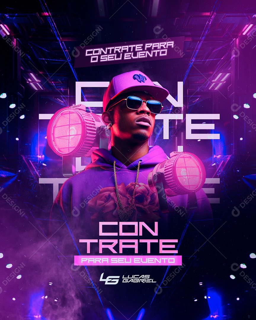 Flyer Contrate Lucas Gabriel para o seu Evento Social Media PSD Editável
