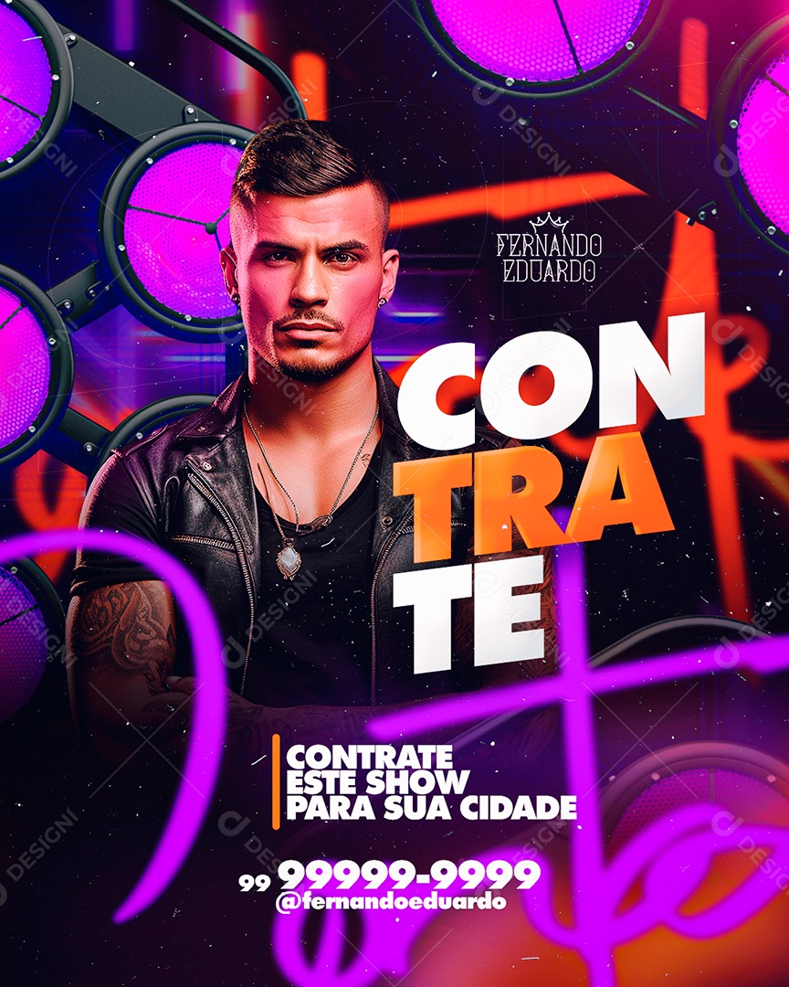 Flyer Fernando Eduardo Contrate Social Media PSD Editável