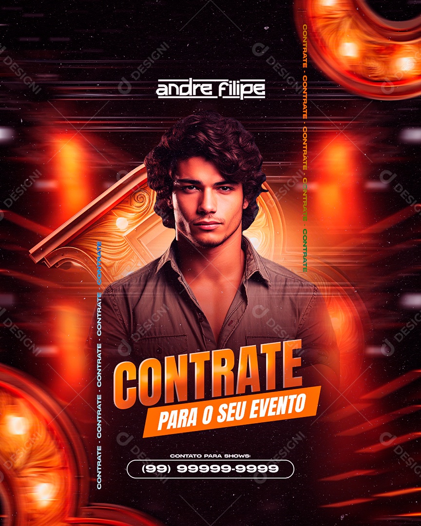 Flyer Andre Filipe Contrate para o seu Evento Social Media PSD Editável