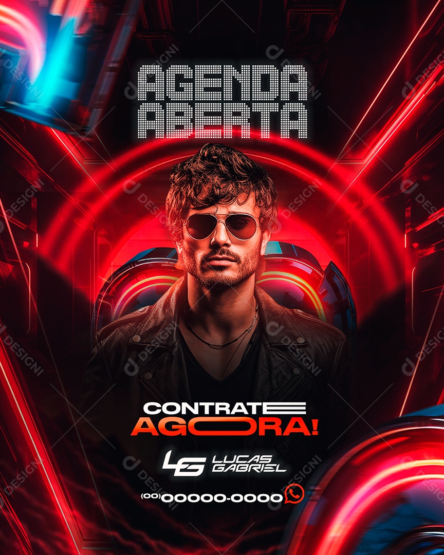Flyer Agenda Aberta Contrate Agora Lucas Gabriel Social Media PSD Editável