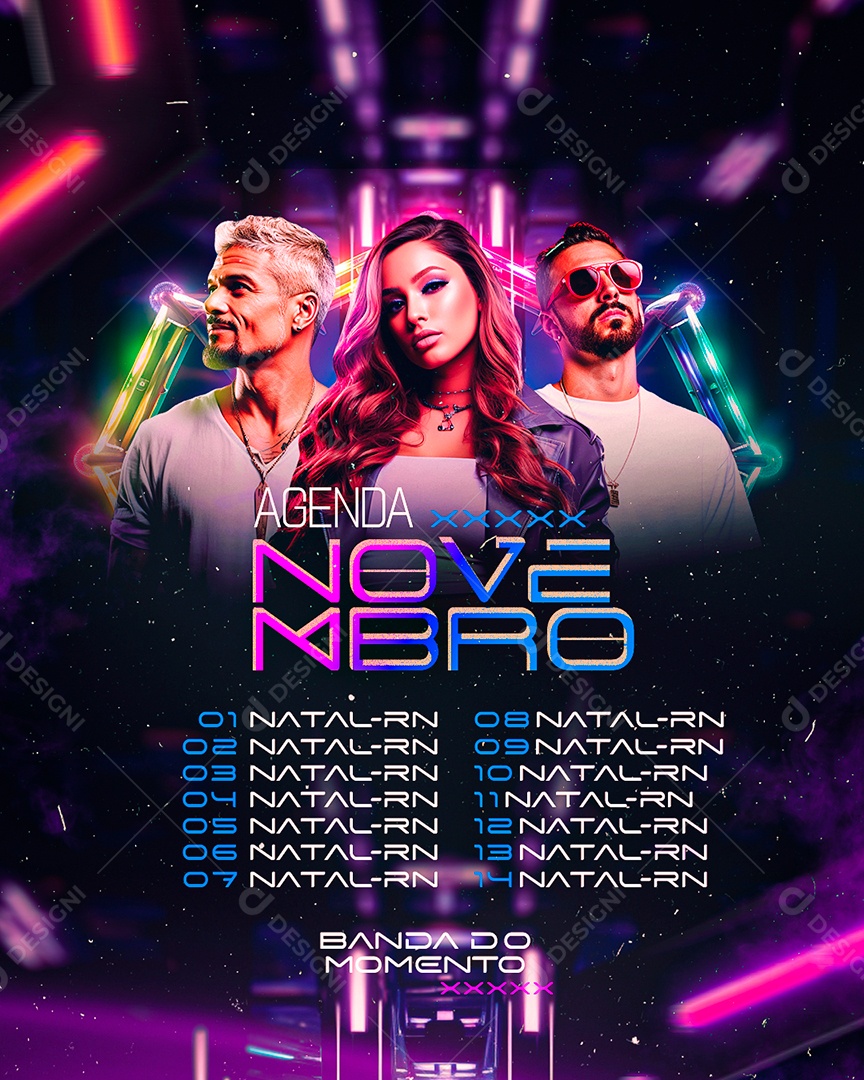 Flyer Agenda Novembro Banda do Momento Social Media PSD Editável