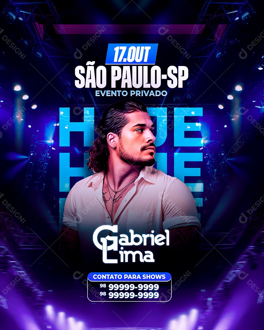 Flyer Hoje Evento Privado Gabriel Lima Social Media PSD Editável