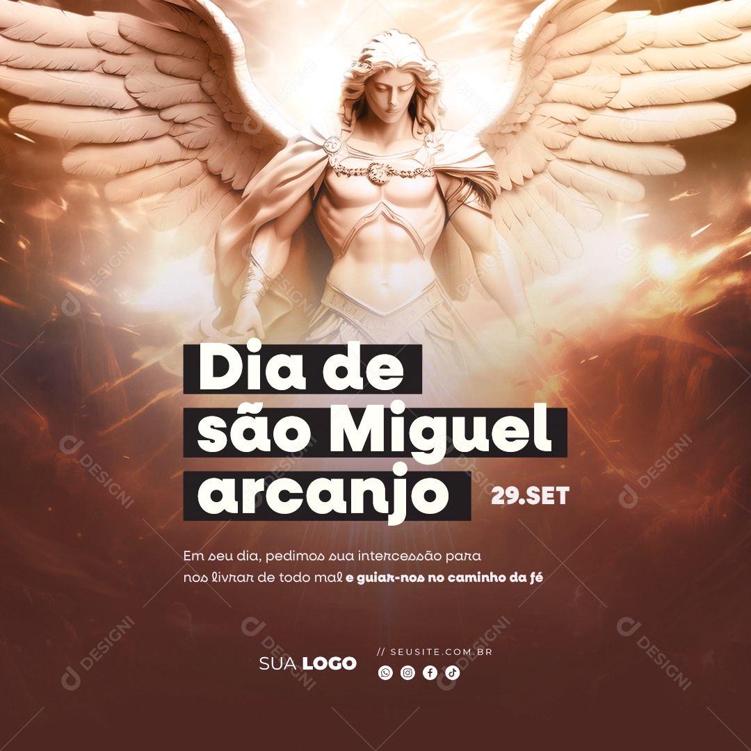 Dia de São Miguel Arcanjo 29 de Setembro Social Media PSD Editável