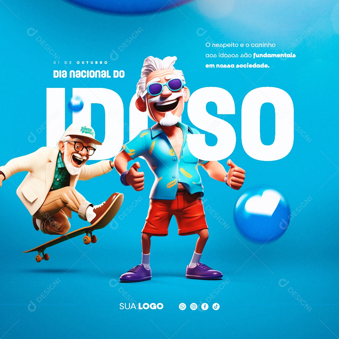 Dia Nacional do Idoso 01 de Outubro Social Media PSD Editável