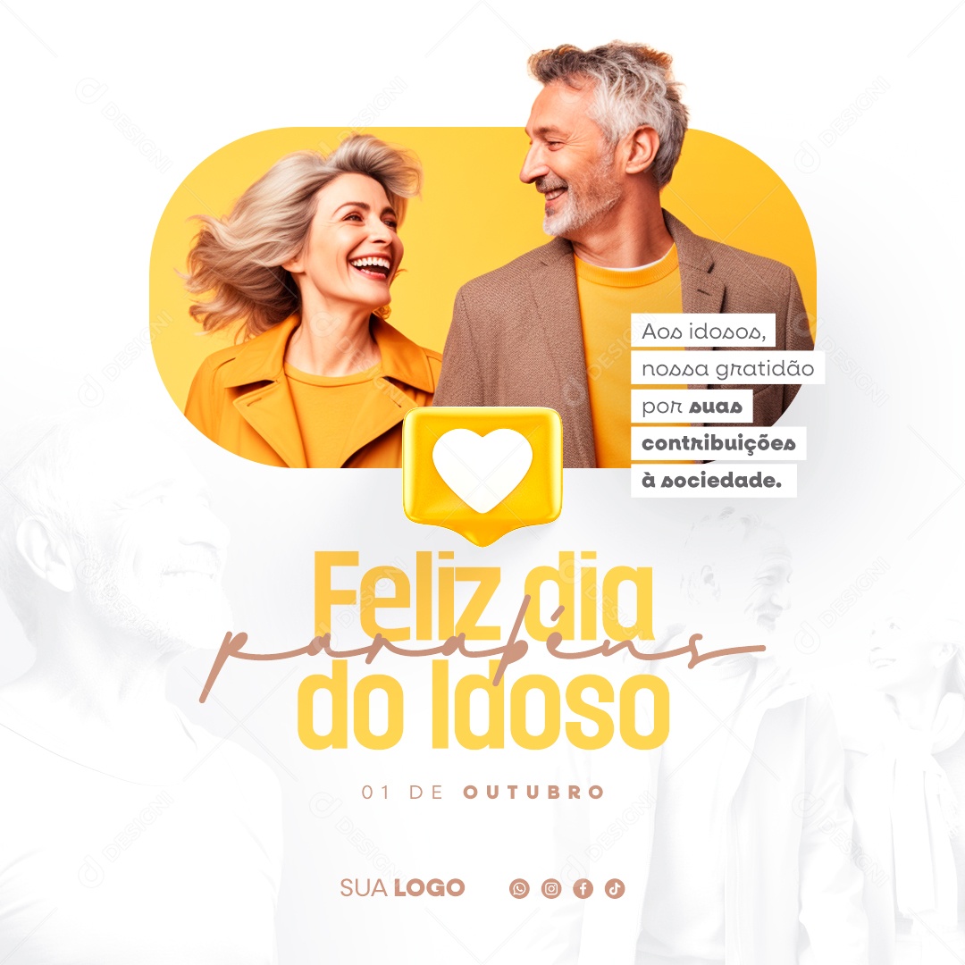 Feliz Dia dos Idosos 01 de Outubro Social Media PSD Editável