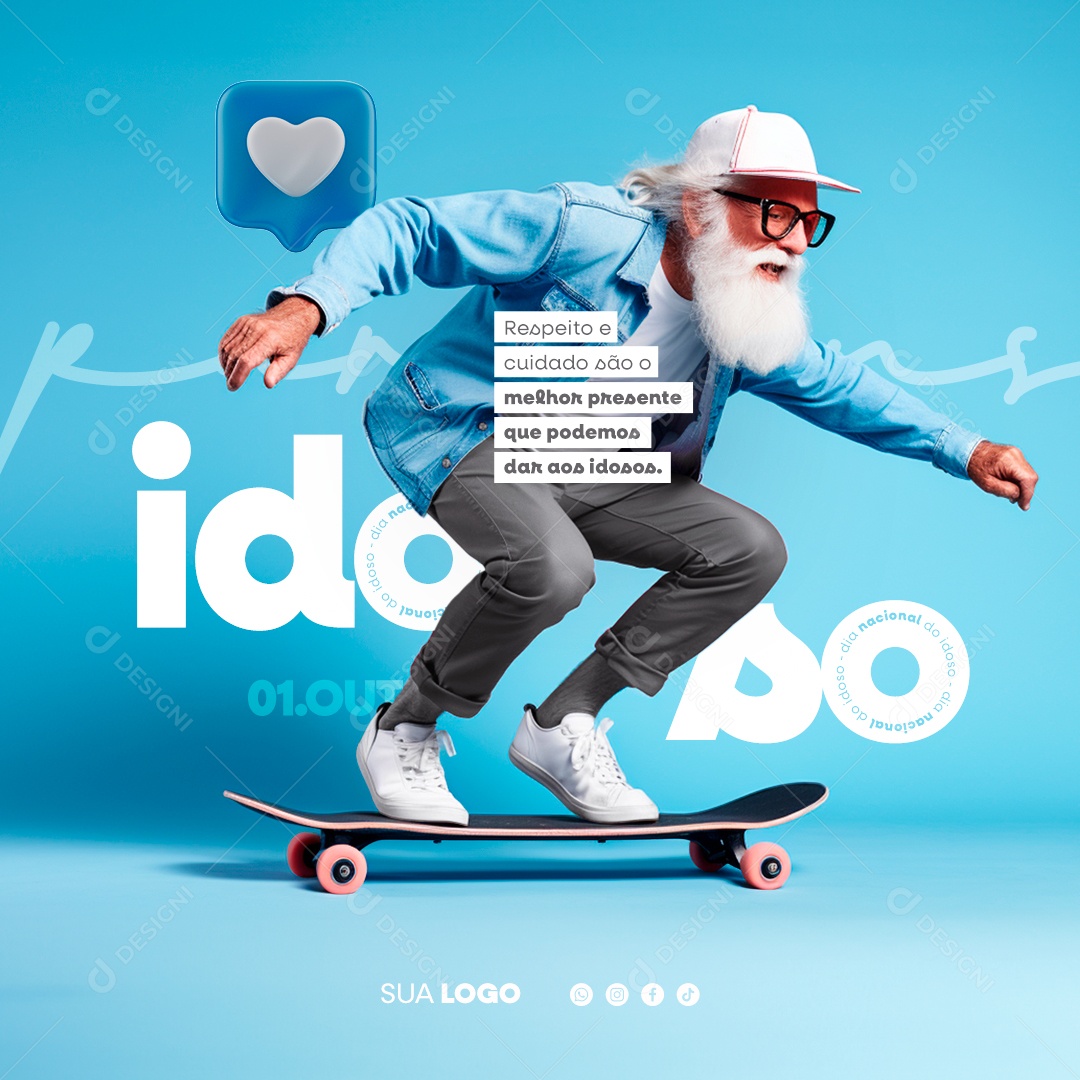 Dia Nacional do Idoso 01 de Outubro Social Media PSD Editável