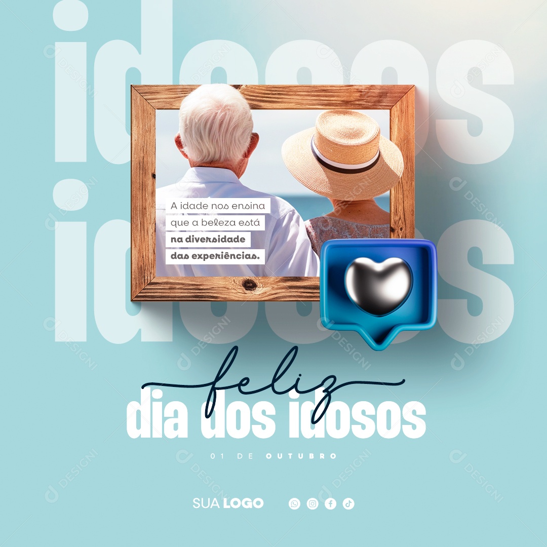 Feliz Dia dos Idosos 01 de Outubro Social Media PSD Editável