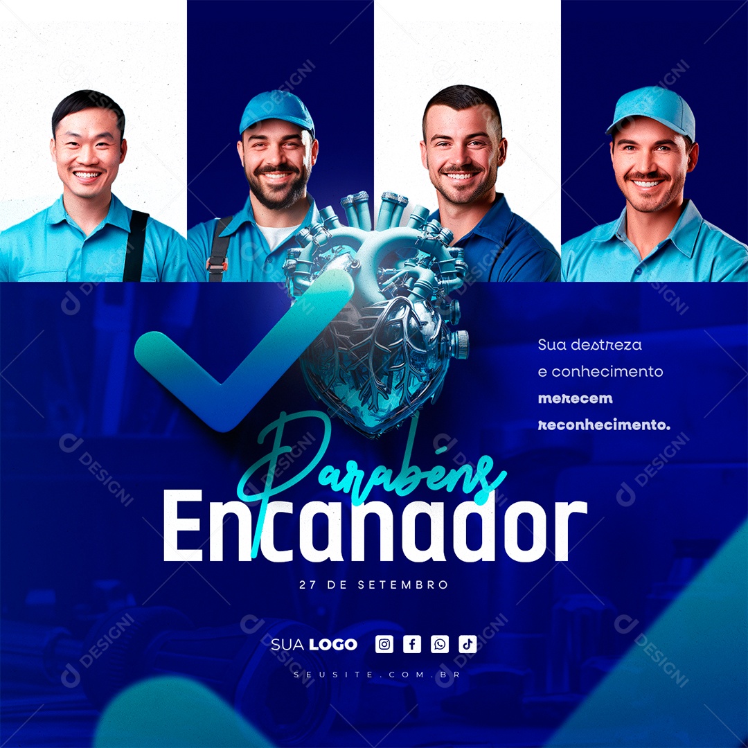 Dia do Encanador Parabéns Encanador 27 de Setembro Social Media PSD Editável