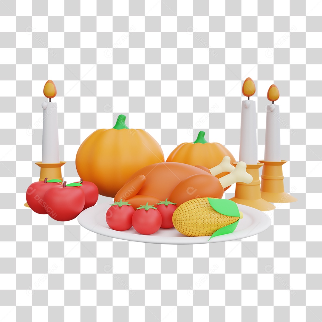 Elemento 3D Peru de Natal Ceia Natalina PNG Transparente