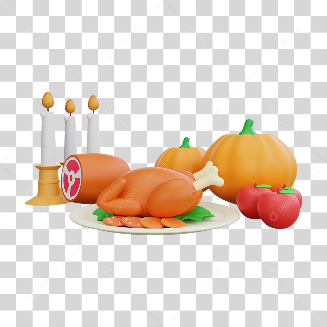 Elemento 3D Peru de Natal Ceia Natalina PNG Transparente