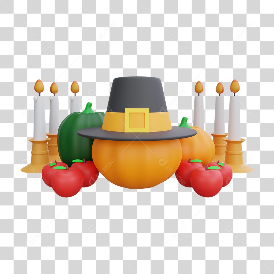 Elemento 3D Peru de Natal Ceia Natalina PNG Transparente