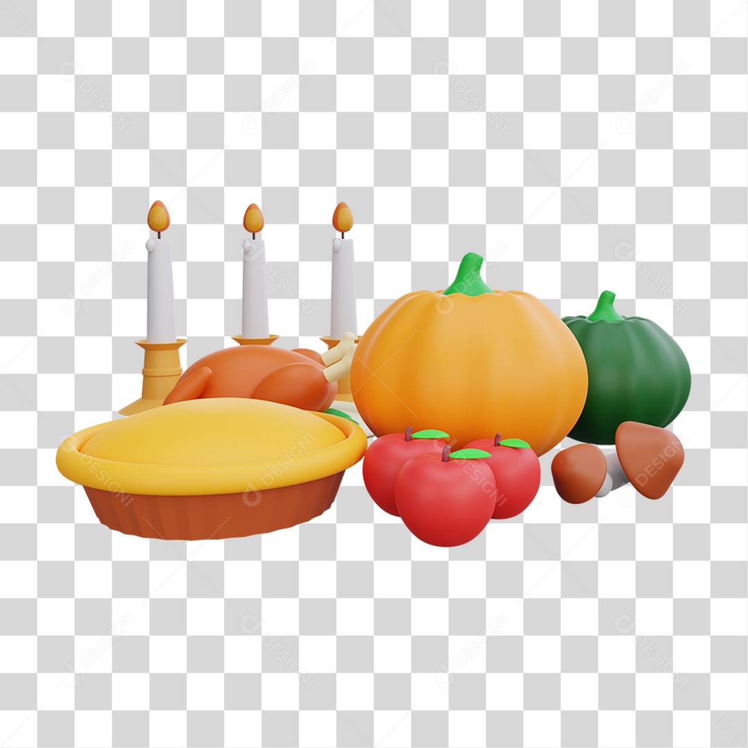 Elemento 3D Peru de Natal Ceia Natalina PNG Transparente