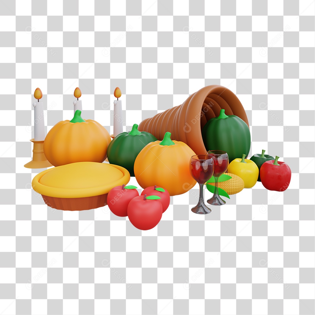 Elemento 3D Peru de Natal Ceia Natalina PNG Transparente