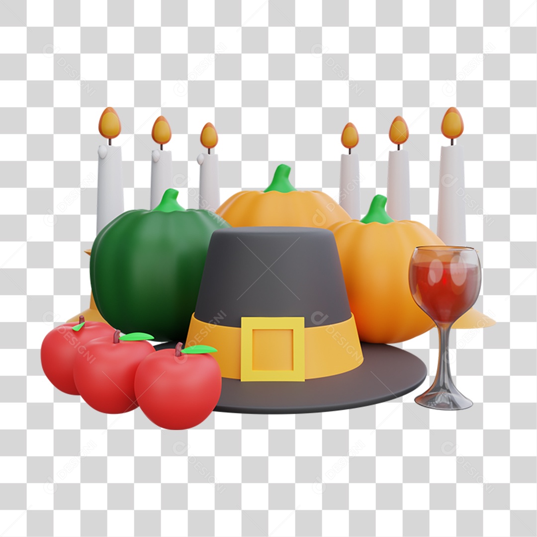 Elemento 3D Peru de Natal Ceia Natalina PNG Transparente