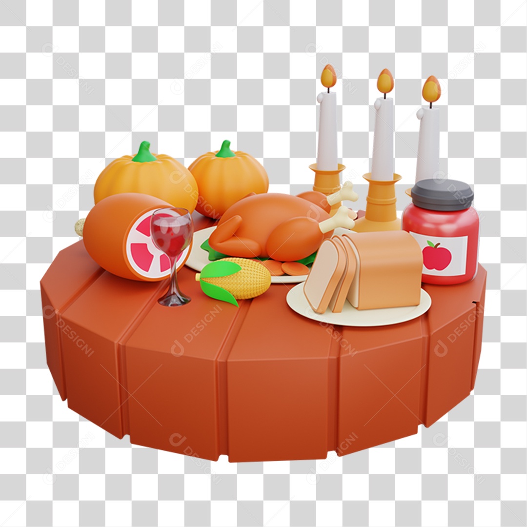 Elemento 3D Peru de Natal Ceia Natalina PNG Transparente