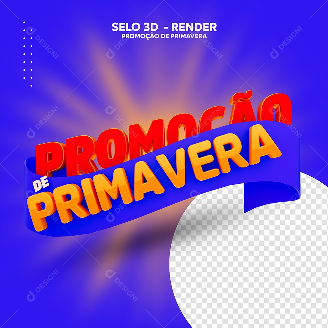 Promoção de Primavera Selo 3D Vermelho Dourado Azul para Composição PSD