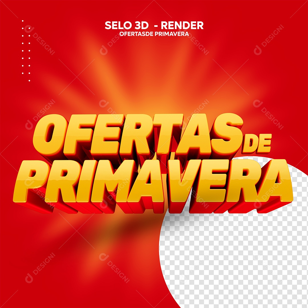 Ofertas de Primavera Selo 3D Dourado para Composição PSD