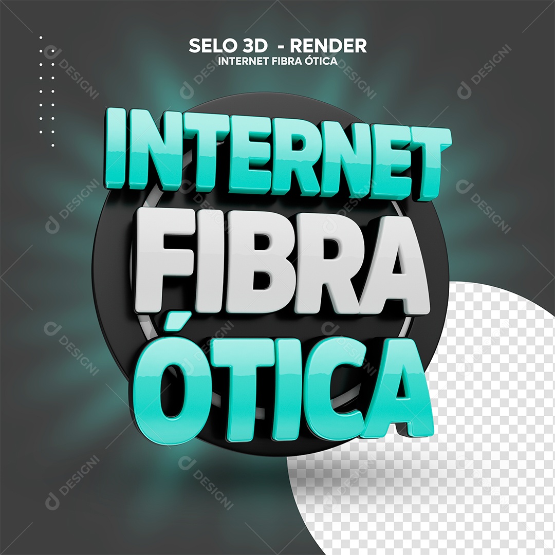 Internet Fibra Ótica Selo 3D Azul Branco para Composição PSD