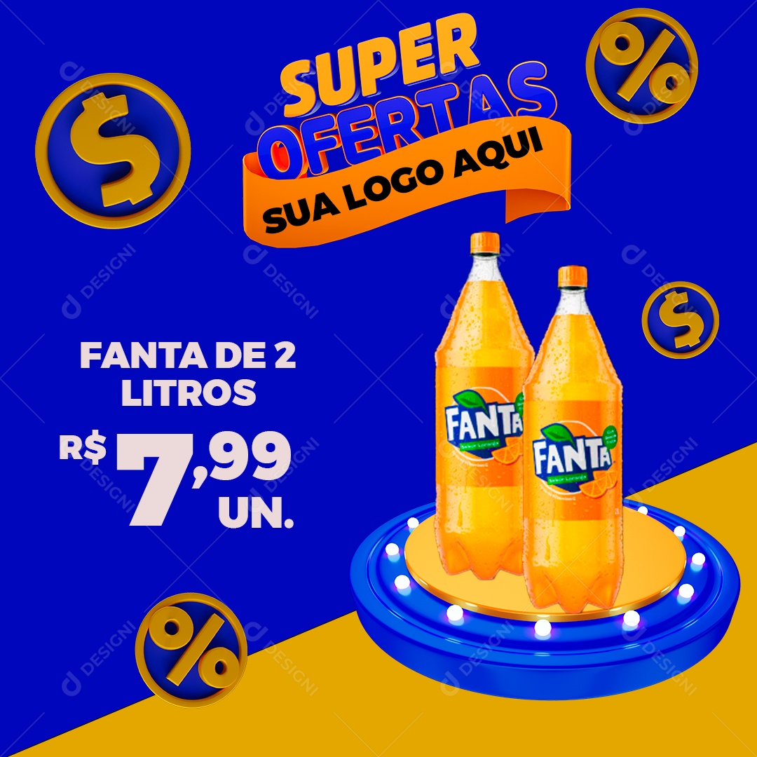 Super Ofertas Fanta de 2 Litros Social Media PSD Editável