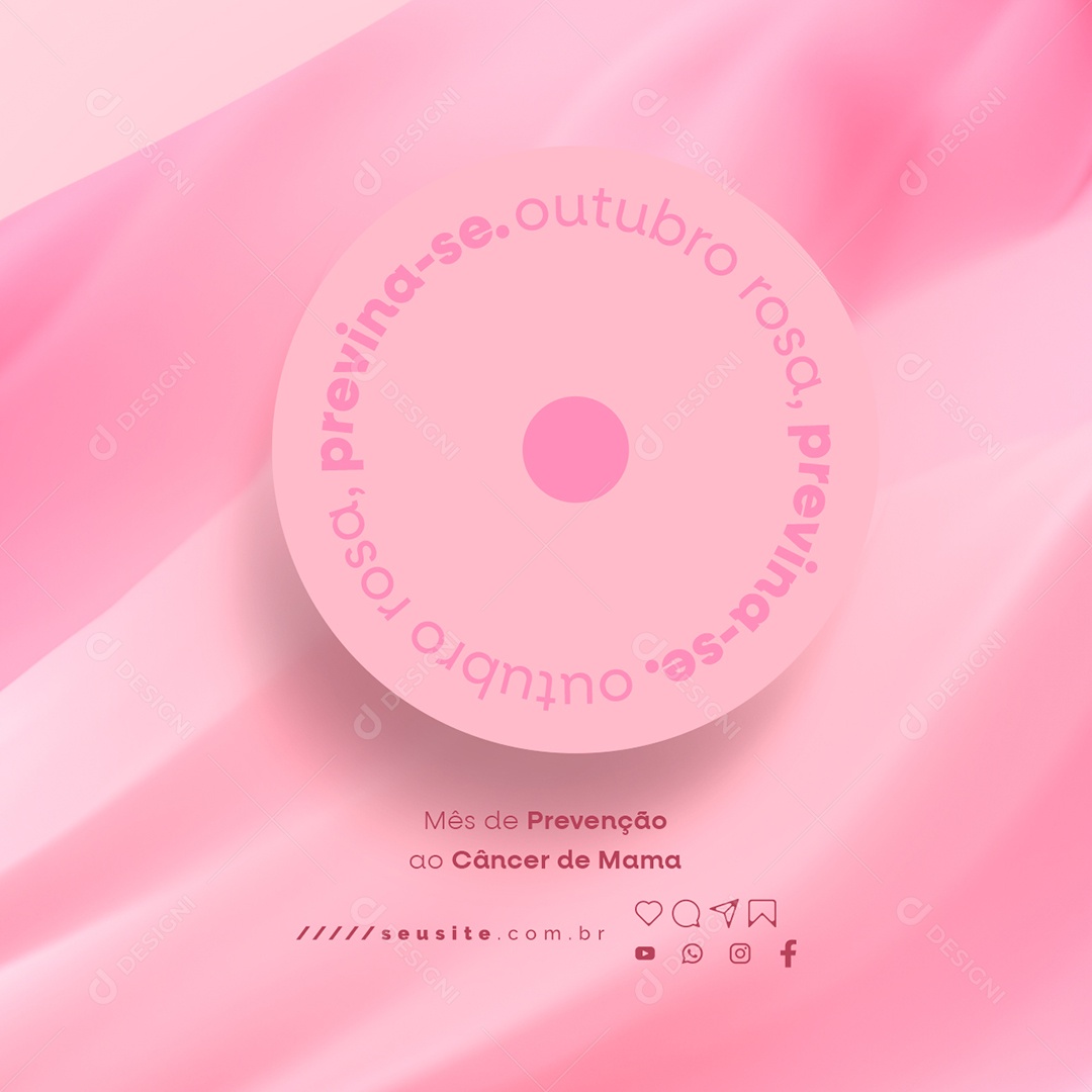 Outubro Rosa Mês de Prevenção Contra o Câncer de Mama Social Media PSD Editável
