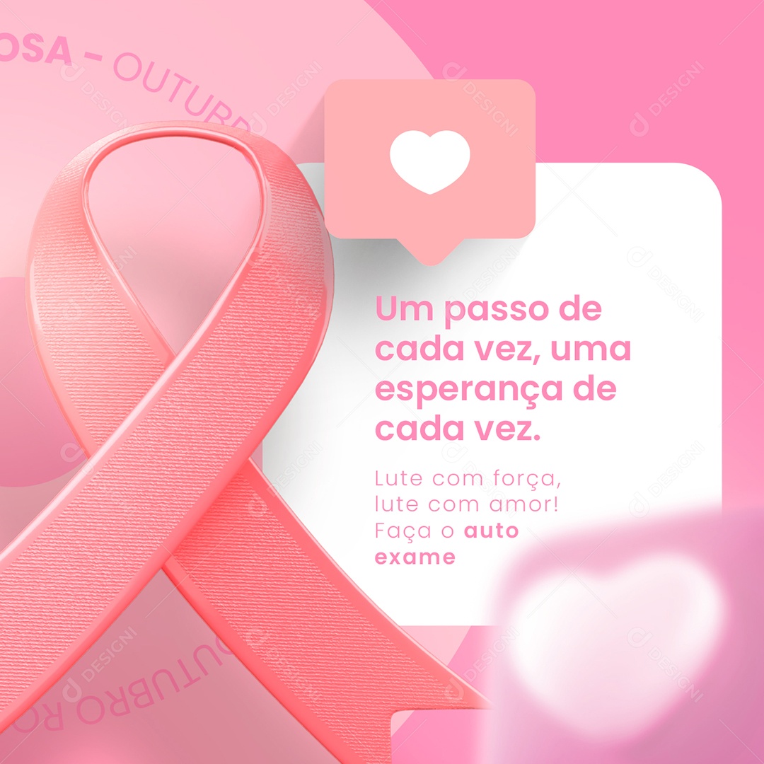 Outubro Rosa Mês de Prevenção Contra o Câncer de Mama Um Passo de Cada Vez Social Media PSD Editável