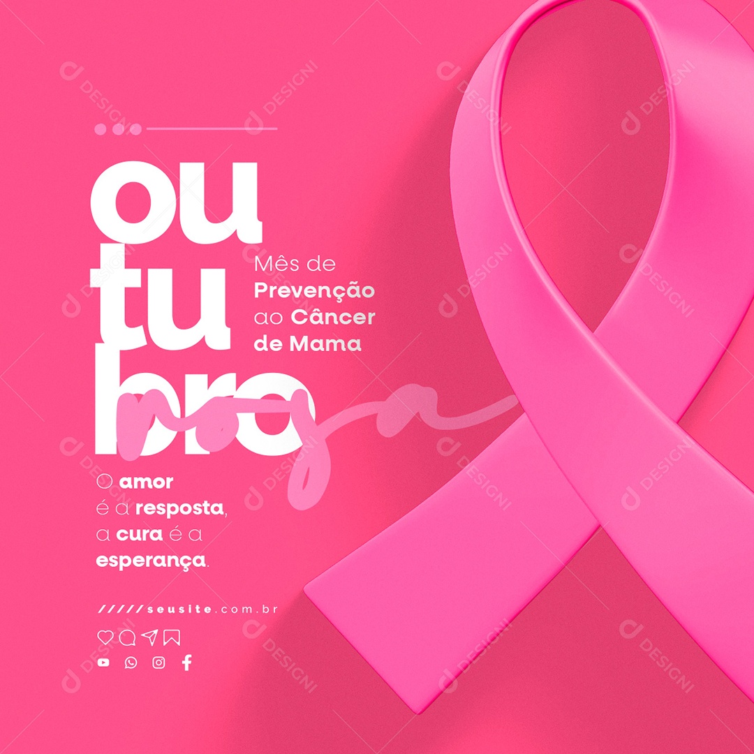 Outubro Rosa Mês de Prevenção Contra o Câncer de Mama Social Media PSD Editável