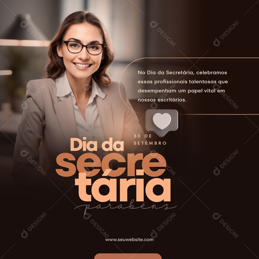 Feed Dia Da Secretária Parabéns 30 De Setembro Social Media PSD Editável